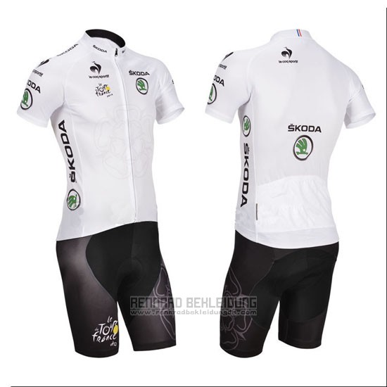 2014 Fahrradbekleidung Tour de France Wei Trikot Kurzarm und Tragerhose